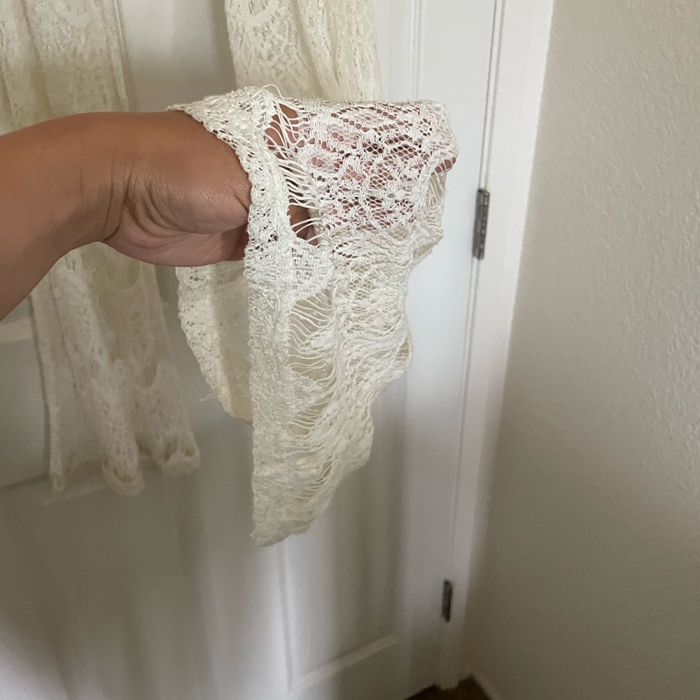 Lace Flare Women’s Pants - Cream - Picture 4 of 6